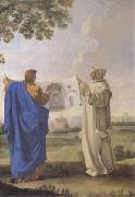LE SUEUR, Eustache St Bruno Examining a Drawing of the Baths of Diocletian Location of the Future Charterhouse of Rome  (mk05) china oil painting artist
